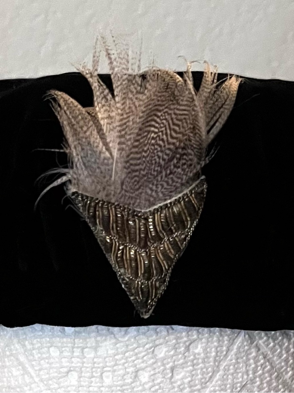 Vintage Lamington Black Velvet Evening Hat with Pheasant Feather Accent